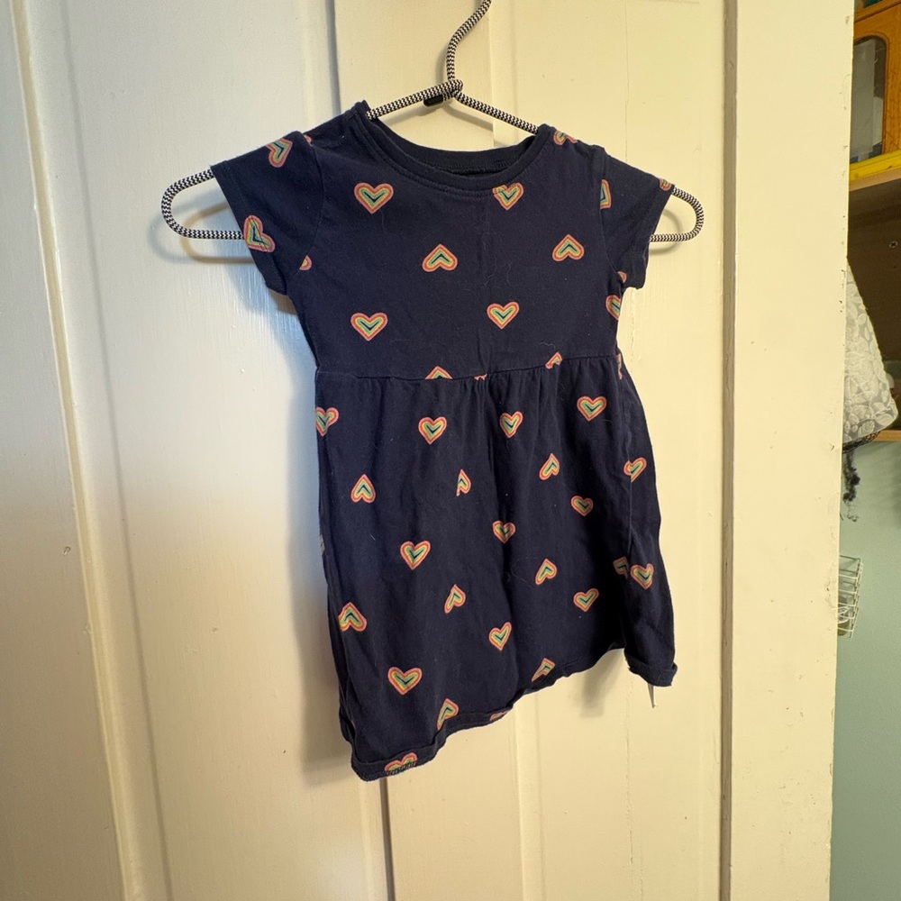 Old Navy Navy Dress with Multicolor Heart Design